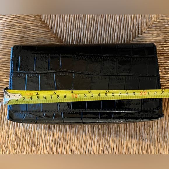 Ralph Lauren Patent Mock Croc Clutch Bag with Mirror and gold logo - Picture 9 of 12